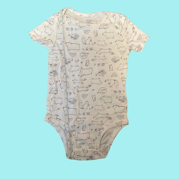 Carter’s Baby Bodysuit 24M – Neutral Animal Print One-Piece | Unisex Cotton - Picture 3 of 7